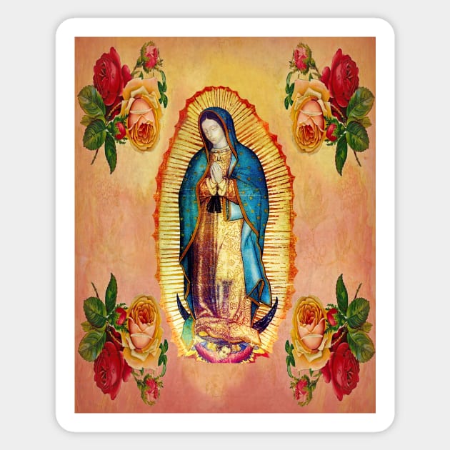 Our Lady of Guadalupe Virgin Mary and Roses Sticker by hispanicworld